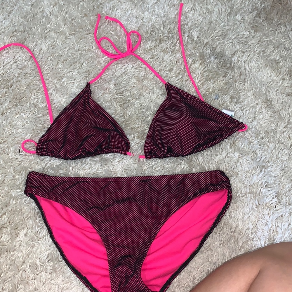 No Boundaries Hot Pink Fish Net Bikini